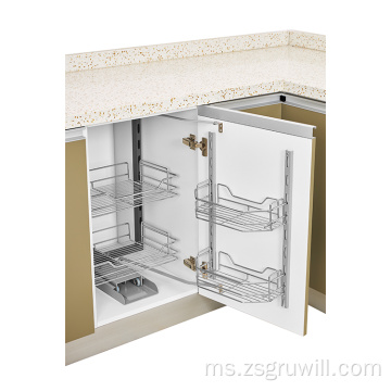 Hot Jual Swiveling Shelf 4 Basketset Kitchen Cabinet Cabinet Aksesori Bakul Lembut Tutup Tarik Keluar Sudut